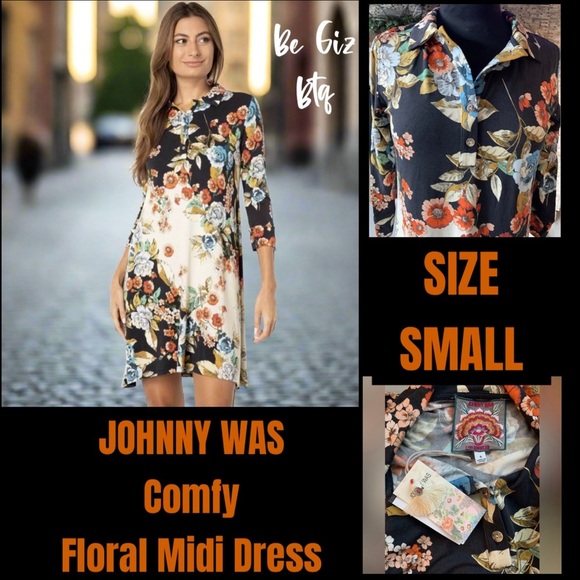 NWT Johnny Was Emma Rose Delicate Floral Motif Polo Tunic Dress Size Small - Picture 1 of 15
